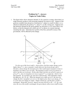 Problem Set 7 - Answers Topics in Trade Policy