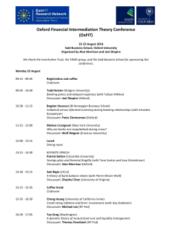 Oxford Financial Intermediation Theory Conference (OxFIT)