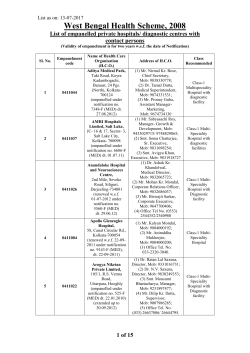 List as on - Finance Department, Government of West Bengal