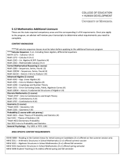 5-12 Mathematics Additional Licensure
