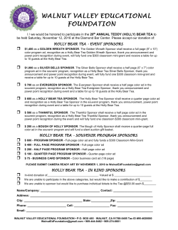 2016 Teddy Bear Tea Sponsorship Form
