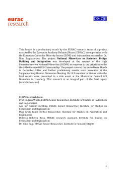 This Report is a preliminary result by the EURAC research team of a