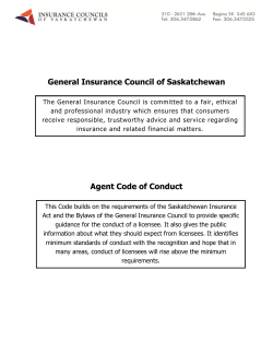Agent Code of Conduct - Insurance Councils of Saskatchewan