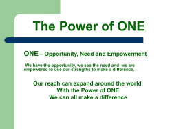 How Do I Use The Power of ONE?