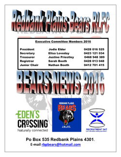 BEARS NEWS 2016 Po Box 535 Redbank Plains 4301