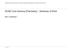 GCSE Core Science [Chemistry] &ndash; Schemes of Work
