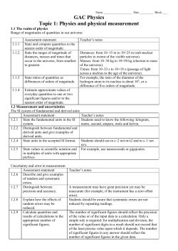 Topic 2: Mechanics Standards Part 1