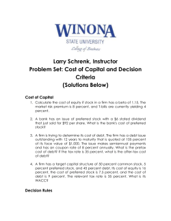 Cost of Capital and Decision Criteria