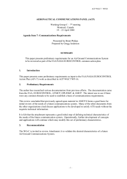 Preliminary requirements for an Air/Ground communication