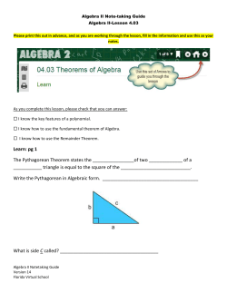 Algebra II Note