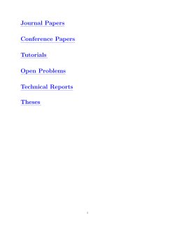 Journal Papers Conference Papers Tutorials Open Problems
