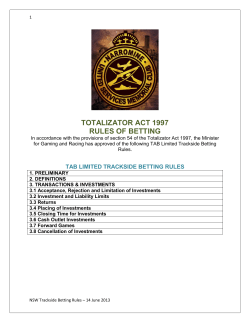 TOTALIZATOR ACT 1997 RULES OF BETTING