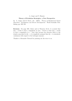 A. Auger and N. Hansen Theory of Evolution Strategies: a New