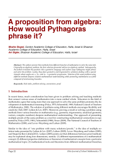 A proposition from algebra: How would Pythagoras phrase it?