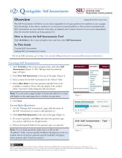 D2L Quickguide: Self Assessments Overview