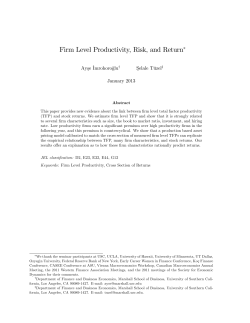 Firm Level Productivity, Risk, and Return
