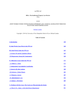 Joint Works under United States Copyright Law