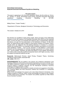 Expected Downside Risk-Based Equilibrium Modelling Pre