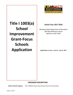 Title I 1003(a) Focus Grant Application 2017-2018