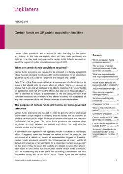 Certain funds on UK public acquisition facilities