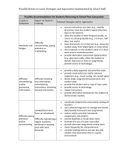 Possible Return to Learn Strategies and Approaches Implemented