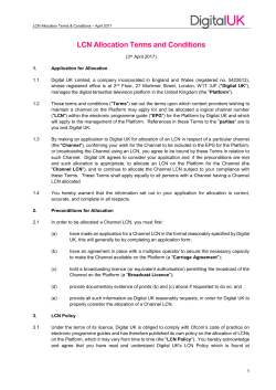 LCN Allocation Terms and Conditions