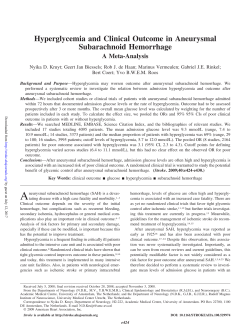 Hyperglycemia and Clinical Outcome in