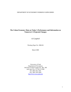 The Cuban Economy: Data on Today`s Performance and Information