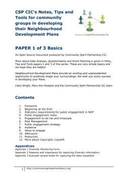 Public Engagement strategy - Forum for Neighbourhood Planning