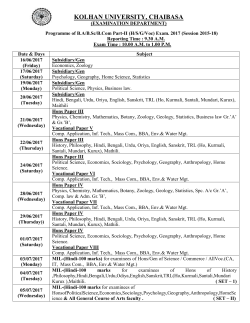 Programme of B.A B.Sc B.Com Part II Exam 2017