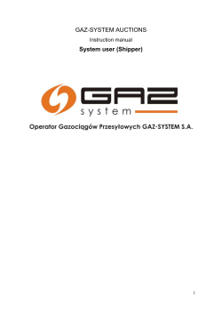 GAZ-SYSTEM AUCTIONS System user (Shipper)