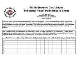 SSDL Individual Player Point Record Sheet
