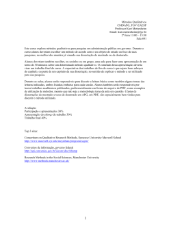 M&eacute;todo Qualitativos Aplicados &agrave; Administra&ccedil;&atilde;o P&uacute;blica e Governo