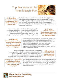 Top Ten Ways to Use Your Strategic Plan