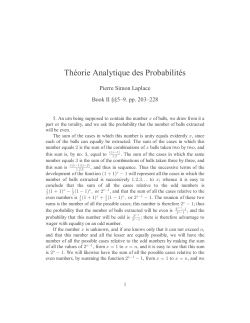 Thйorie Analytique des Probabilitйs