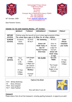 16th October, 2015 Dear Parents/ Carers, Calendar for the week