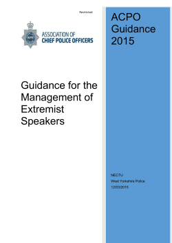 National Guidance for the Managament of Extremist Speakers