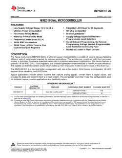 Mixed Signal Microcontroller, MSP430F417-DIE