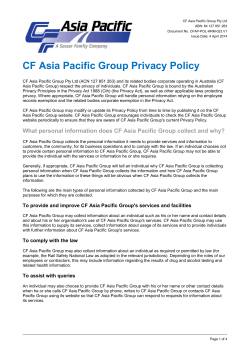CF Asia Pacific Group Privacy Policy