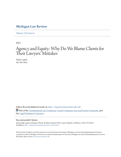 Agency and Equity: Why Do We Blame Clients for Their Lawyers
