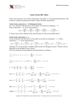 Taylor Series (BC Only)