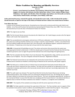 A History of the Pineland Class Consent Decree