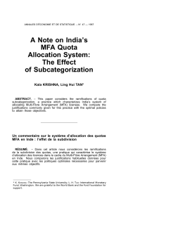 A Note on India`s MFA Quota Allocation System: The Effect of