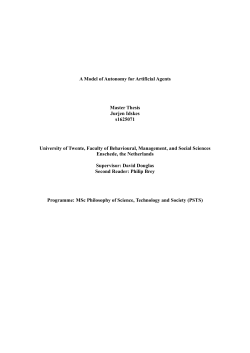 A Model of Autonomy for Artificial Agents Master Thesis Jurjen