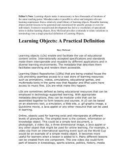 Learning Objects: A Practical Definition - AUSpace