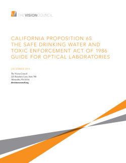 California Proposition 65 - The Safe Drinking Water and Toxic