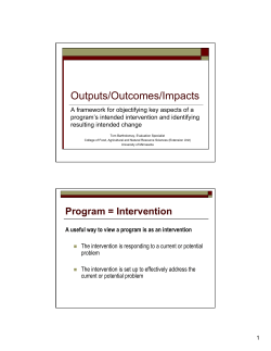 Outputs/Outcomes/Impacts