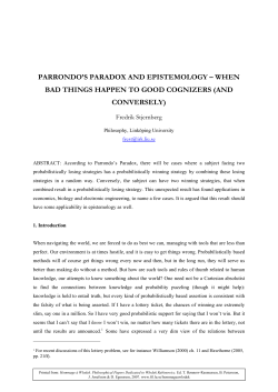 Parrondo`s Paradox and Epistemology &ndash; combining two faulty