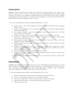 Strategic Leadership Summary: School leadership creates