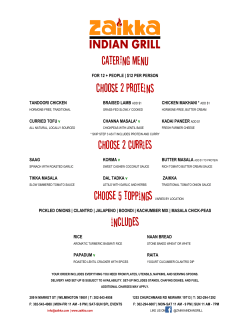 CATERING MENU CHOOSE 2 ProteinS CHOOSE 2 Curries includes